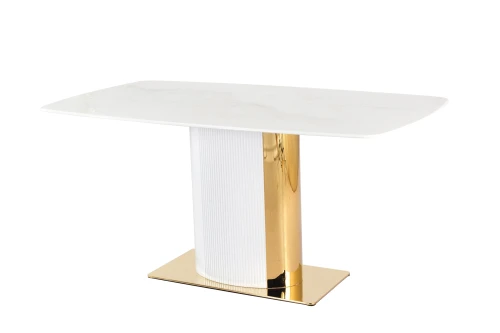 Стол обеденный Барнео BS1802-160GR, 160х90х76 см, светло-серая керамика/золото