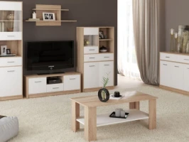 Стенка «Стелс» с комодом, Дуб сонома/белый