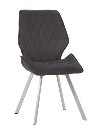 DC230 Стул мягкий, СЕРЫЙ#M420-16 велюр, каркас металл, белый КВАДРАТ