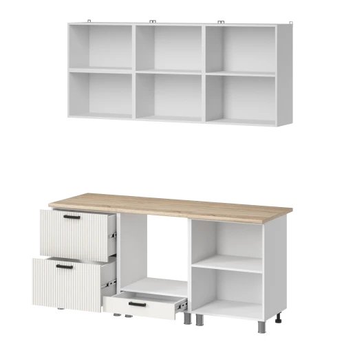 Готовая кухня МК Аленушка 1,8м Лотос Молочный,скоба антрацит,сонома