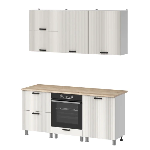 Готовая кухня МК Аленушка 1,8м Лотос Молочный,скоба антрацит,сонома