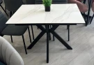 Стол КОМИЛЬФО МИНИ 100 БЕЛЫЙ МРАМОР с прожилками латте, керамика / ЧЕРНЫЙ, М-City Стол КОМИЛЬФО МИНИ 100 БЕЛЫЙ МРАМОР с прожилками латте, керамика / ЧЕРНЫЙ, М-City