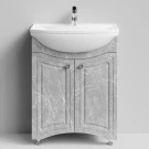 Тумба Адам 65 напольный, Мрамор Белый софт тач 4044-2 Vodok с раковиной в комплекте