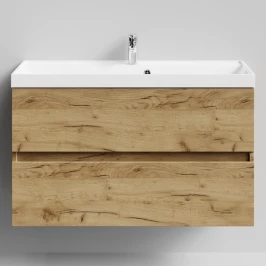 Тумба Бест 100  подвесной, Дуб Тортуга ПВХ 2357-43 Vodok с раковиной в комплекте