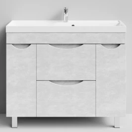 Тумба Лайт 100 напольный, Белый камень ПВХ 57805 Vodok с раковиной в комплекте