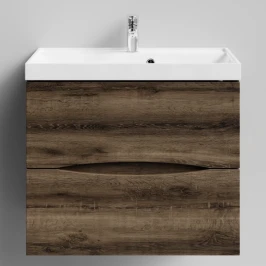 Тумба Лайт 70 подвесной, Дуб крымский коричневый ПВХ 131005-9005 Vodok с раковиной в комплекте