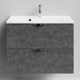 Тумба Марко 75 подвесной, ручки Хром, Серый камень ПВХ 57806 Vodok с раковиной в комплекте