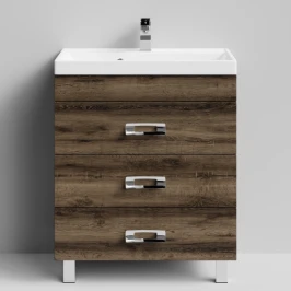 Тумба Орландо 70 напольный, Дуб крымский коричневый ПВХ 131005-9005 Vodok с раковиной в комплекте