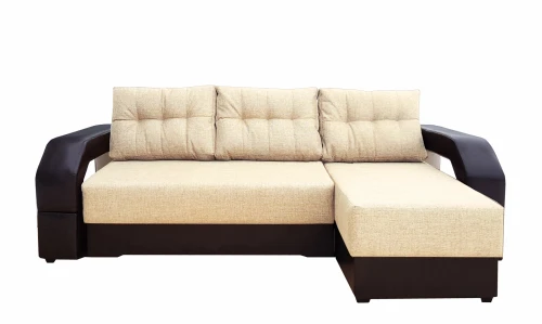 Диван еврокнижка Манчестер угловой 160 с подсветкой, рогожка бежевая НПБ