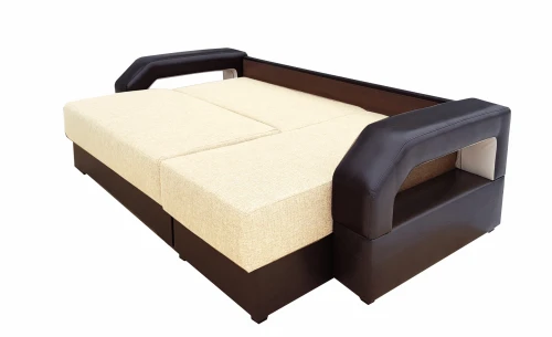 Диван еврокнижка Манчестер угловой 160 с подсветкой, рогожка бежевая НПБ