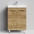Тумба Смайл 58 напольный, Дуб Тортуга ПВХ 2357-43 Vodok с раковиной в комплекте