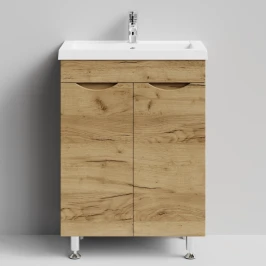 Тумба Смайл 58 напольный, Дуб Тортуга ПВХ 2357-43 Vodok с раковиной в комплекте