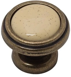 Ручка кнопка мебельная KF03-05 OAB Оксидированная Бронза/Бежевый 30*26