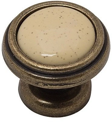 Ручка кнопка мебельная KF03-05 OAB Оксидированная Бронза/Бежевый 30*26