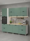 Готовый кухонный гарнитур МК Аленушка 2,4м Орешник Матовая Мята,скоба черный,сонома (без столешницы)