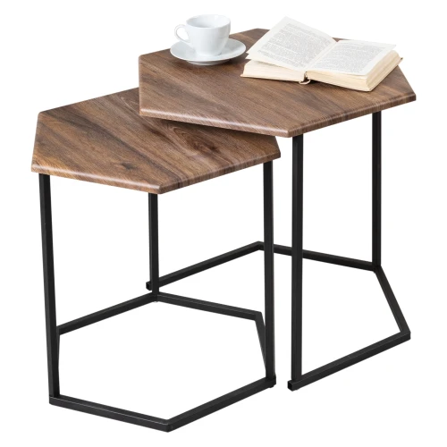 Стол журнальный МеталлАрт М003 коричневый дуб/черный