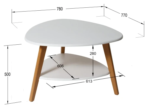 Стол журнальный Бруклин белый/дуб светлый