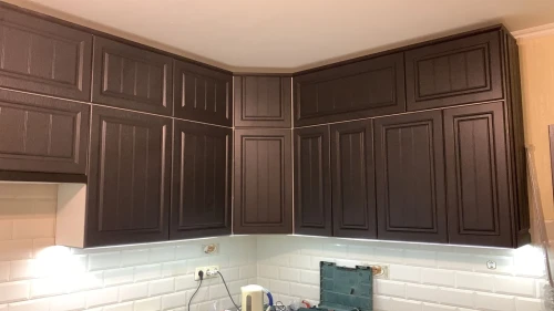 Угловая кухня Прага венге на заказ 3.9х1.9 м. по размерам заказчика