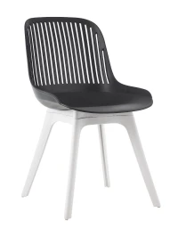 DC271 Стул пластиковый, ЧЕРНЫЙ, ноги белые