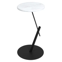 Стол приставной круглый МеталлАрт М015 белый мрамор/черный