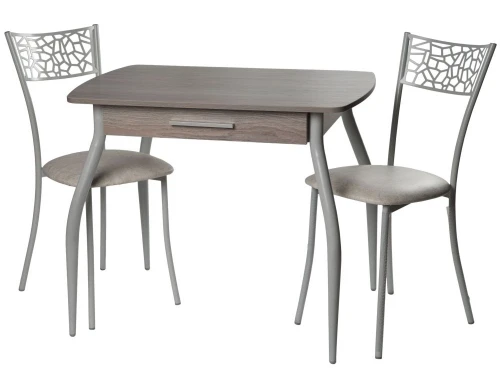 Обеденная группа (Стол Граус и 2 стула Кемпер), белый мрамор