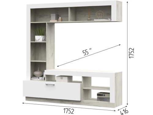 Стенка «Гавана», Софт вайт/Дуб крафт белый