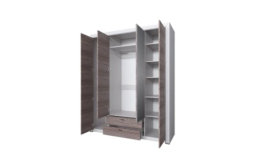 Шкаф 4D2S Z, OLIVIA, цвет вудлайн крем/дуб анкона