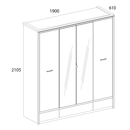 Шкаф 4DG3S Z, BJORK, цвет ольха полярная/оникс