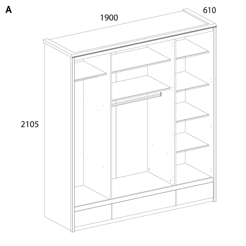 Шкаф 4DG3S Z, BJORK, цвет ольха полярная/оникс