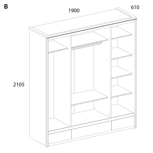 Шкаф 4DG3S Z, BJORK, цвет ольха полярная/оникс
