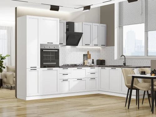 Кухонный гарнитур Нео-03 Grey Silk/White Silk