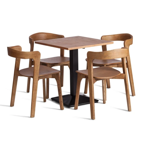 Стол RAGNAROK  дерево вяз/железная опора, 70х70х76 см, груша №3/черная опора