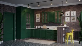 Трехуровневый кухонный гарнитур Ницца Royal 3400х1800 Golfclub МДФ эмаль угловой