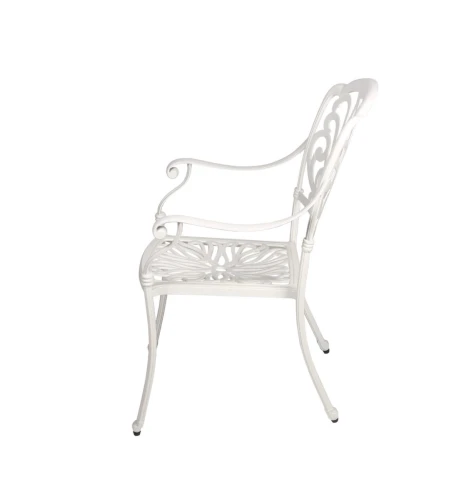 Обеденная мебель из литого алюминия стол ВИНТАЖ «VINTAGE» D80 + 2 кресла Феникс «FENIX» белый