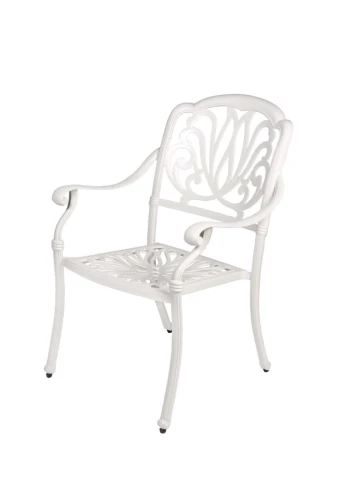 Обеденная мебель из литого алюминия стол ВИНТАЖ «VINTAGE» D80 + 2 кресла Феникс «FENIX» белый