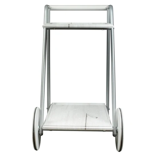 Стол сервировочный Оди металлик/белый/дуб дымчатый