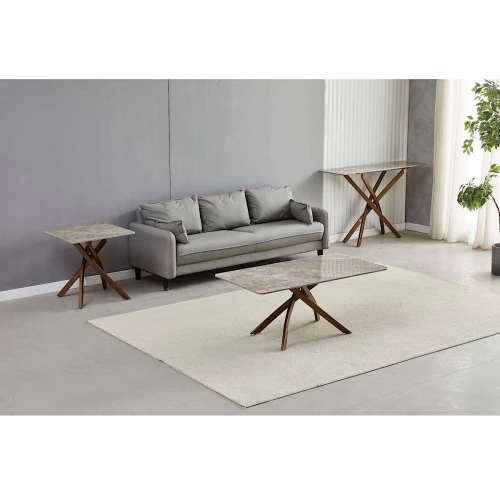 CT-630-1 Стол кофейный Senafe, 55х55х55, керамич. столешница, основание металл Античная Бронза