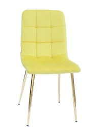 C919/DC809 Стул мягкий, ЖЕЛТЫЙ#h40 велюр, каркас металл золото КРУГЛЫЙ