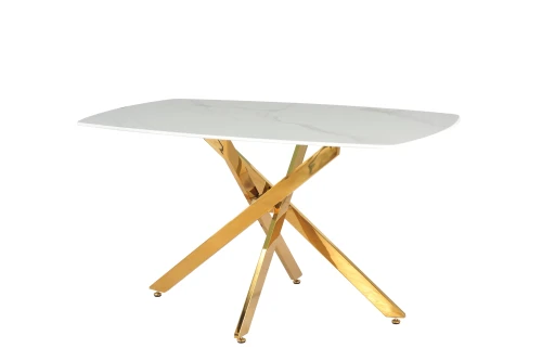 Стол обеденный Элис Рэк BS1803-140WT,140х80х76 см, белый/золото