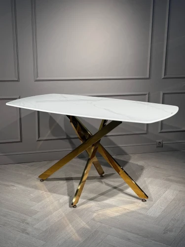 Стол обеденный Элис Рэк BS1803-140WT,140х80х76 см, белый/золото