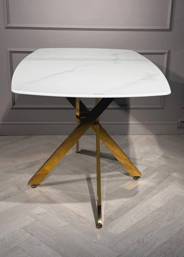 Стол обеденный Элис Рэк BS1803-140WT,140х80х76 см, белый/золото