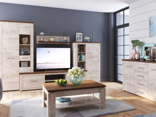 Стенка «Мэдисон» с комодом, Дуб эндгрейн/дуб экспрессив бронзовый