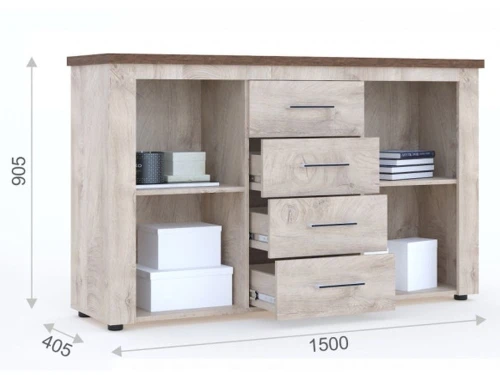 Стенка «Мэдисон» с комодом, Дуб эндгрейн/дуб экспрессив бронзовый