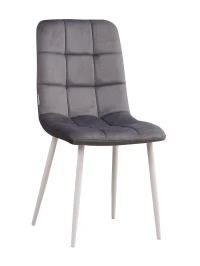 C919/DC809 Стул мягкий, ГРАФИТ#h21 велюр, каркас металл белый КРУГЛЫЙ