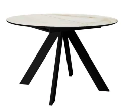 Стол DikLine SKC110 d1100 Керамика глянец Ostra Bianco (мрамор глянец белый)/подстолье черное/опоры черные
