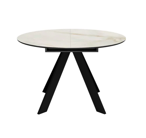 Стол DikLine SKC110 d1100 Керамика глянец Ostra Bianco (мрамор глянец белый)/подстолье черное/опоры черные