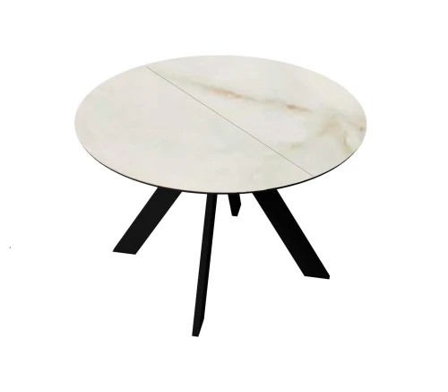 Стол DikLine SKC110 d1100 Керамика глянец Ostra Bianco (мрамор глянец белый)/подстолье черное/опоры черные