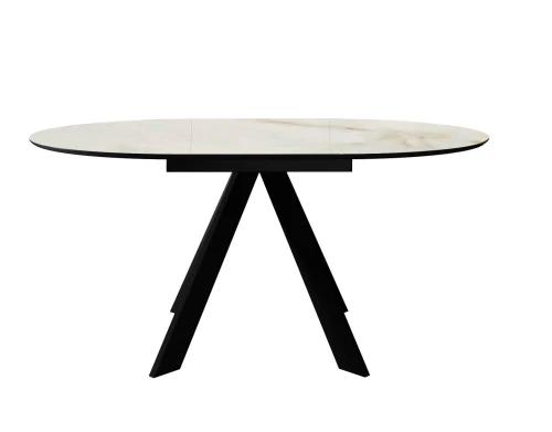Стол DikLine SKC110 d1100 Керамика глянец Ostra Bianco (мрамор глянец белый)/подстолье черное/опоры черные