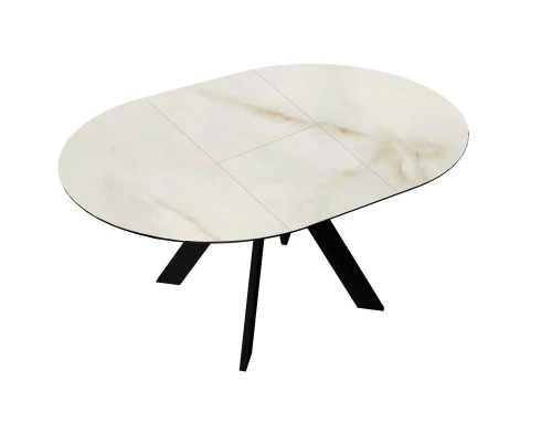 Стол DikLine SKC110 d1100 Керамика глянец Ostra Bianco (мрамор глянец белый)/подстолье черное/опоры черные