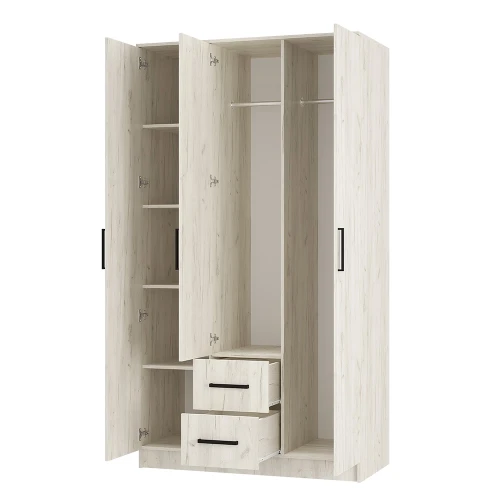 Шкаф 3-х створчатый Фиеста, Дуб крафт белый